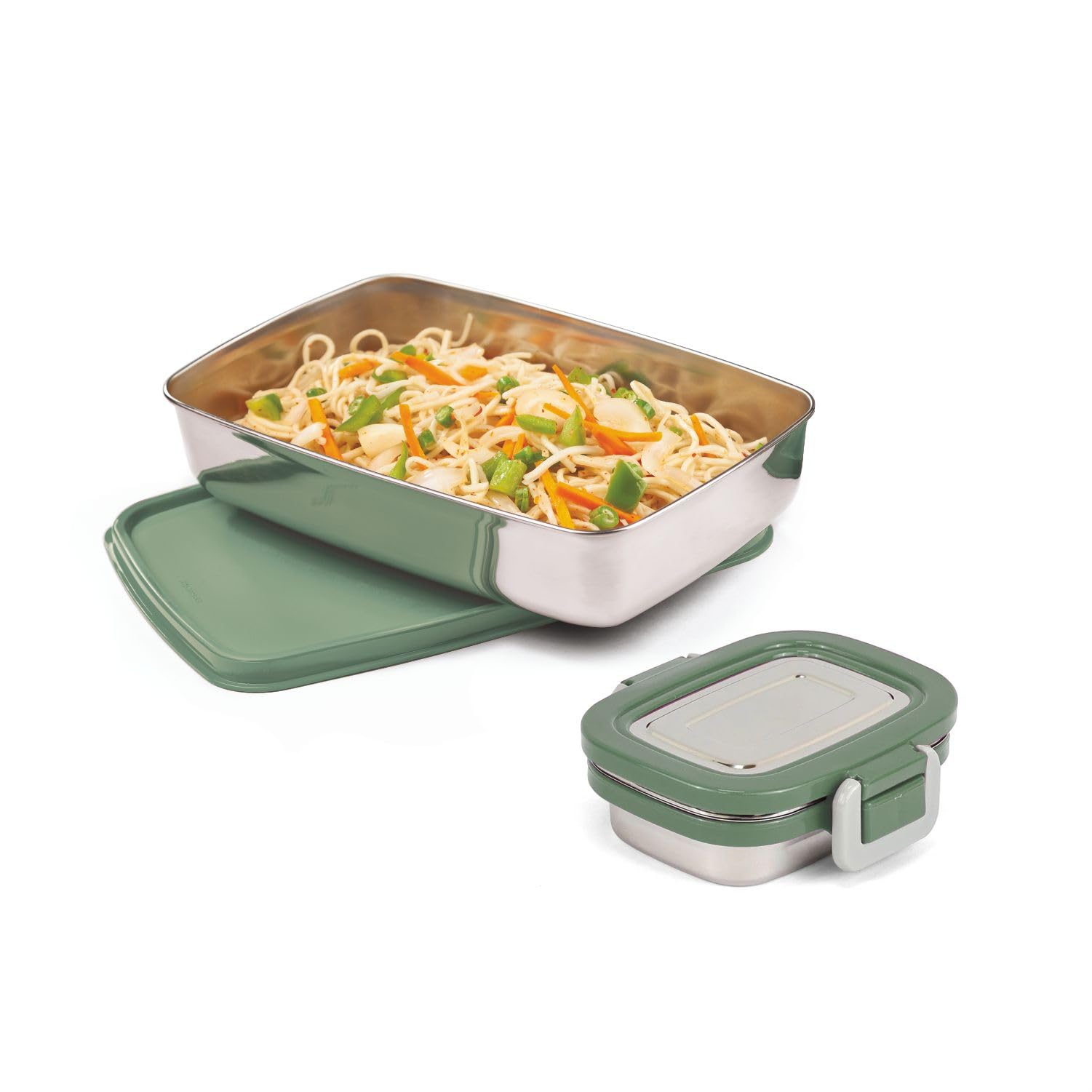 SignoraWare Munch Mate Stainless Steel Lunch Box | Airtight & Leakproof | Durable & Compact | Easy to Carry | Ideal Tiffin for Office, School & Travel (850ml + 160ml | Egreen)-image-44