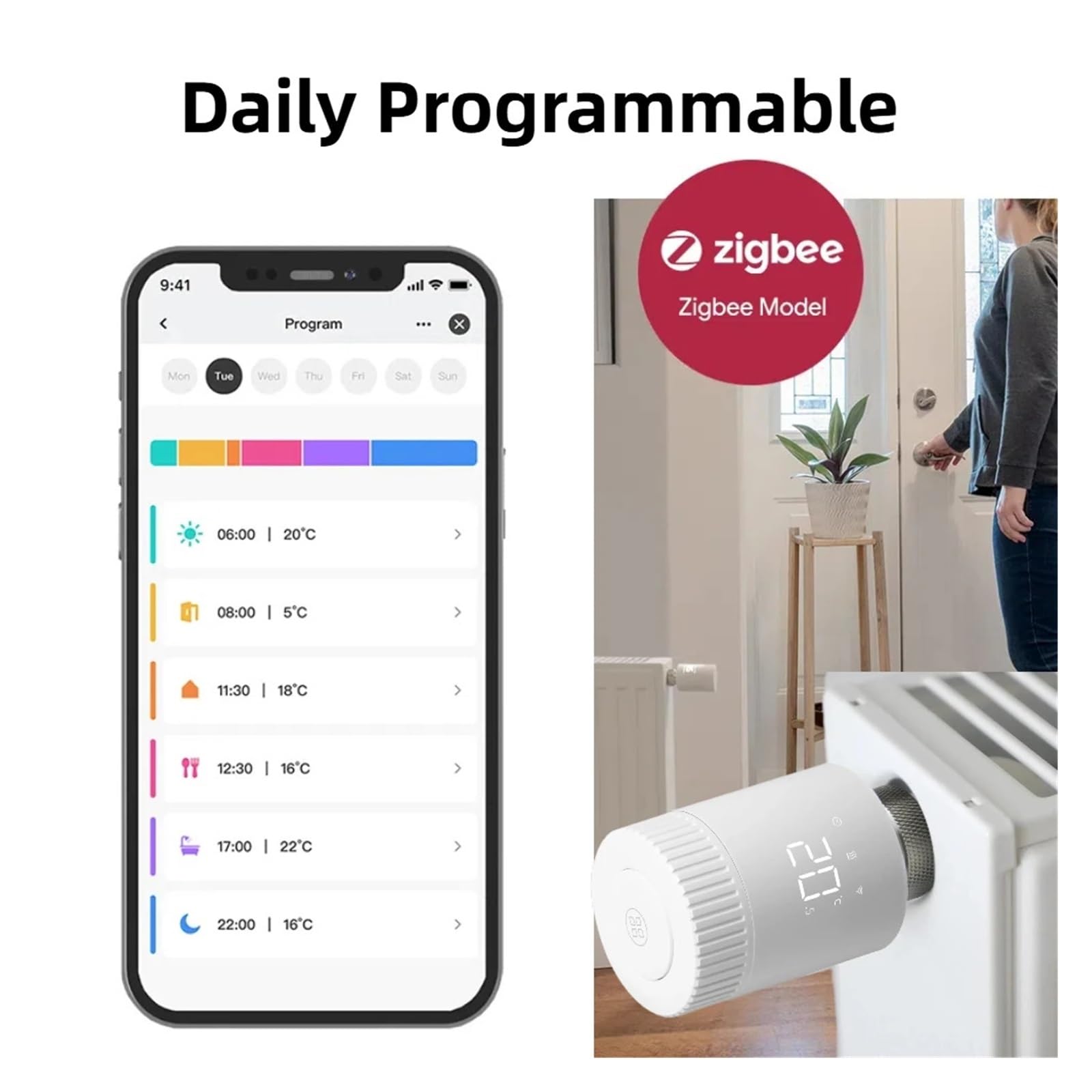 Tuya Zigbee Attuatore termostatico for radiatore Valvola termostatica intelligente Controllo remoto programmabile