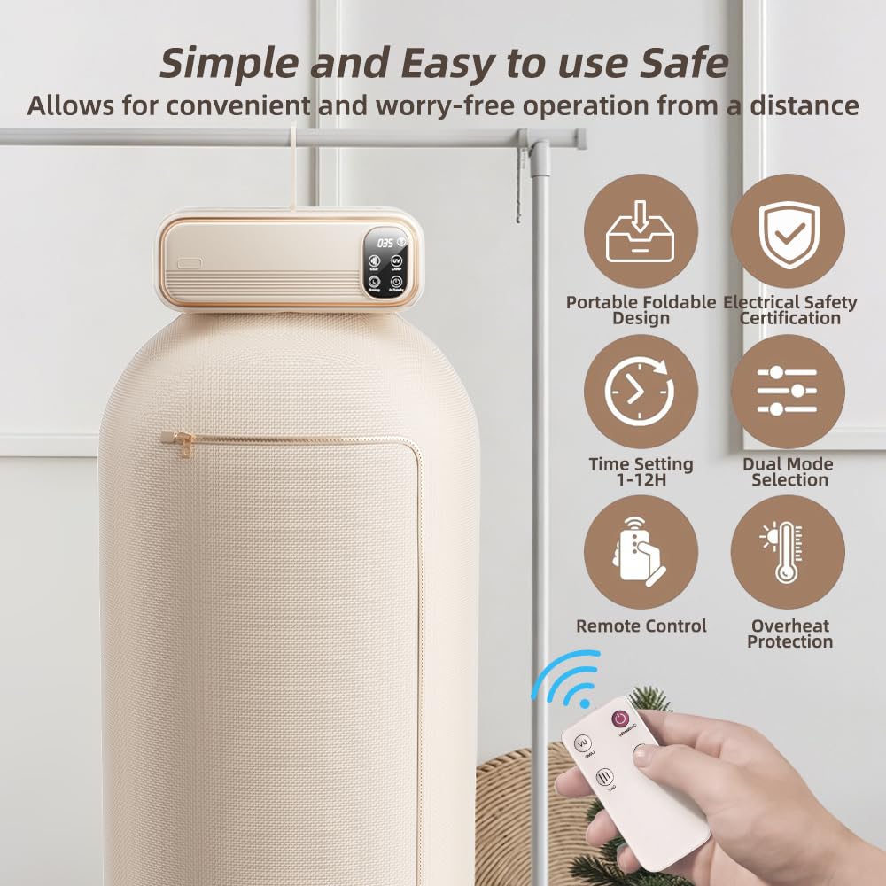 Secadora de ropa portátil, mini secadora de ropa con control remoto, secadora portátil para apartamentos, caravanas, hoteles, espacios pequeños, ideal para secar ropa interior, calcetines, trajes de