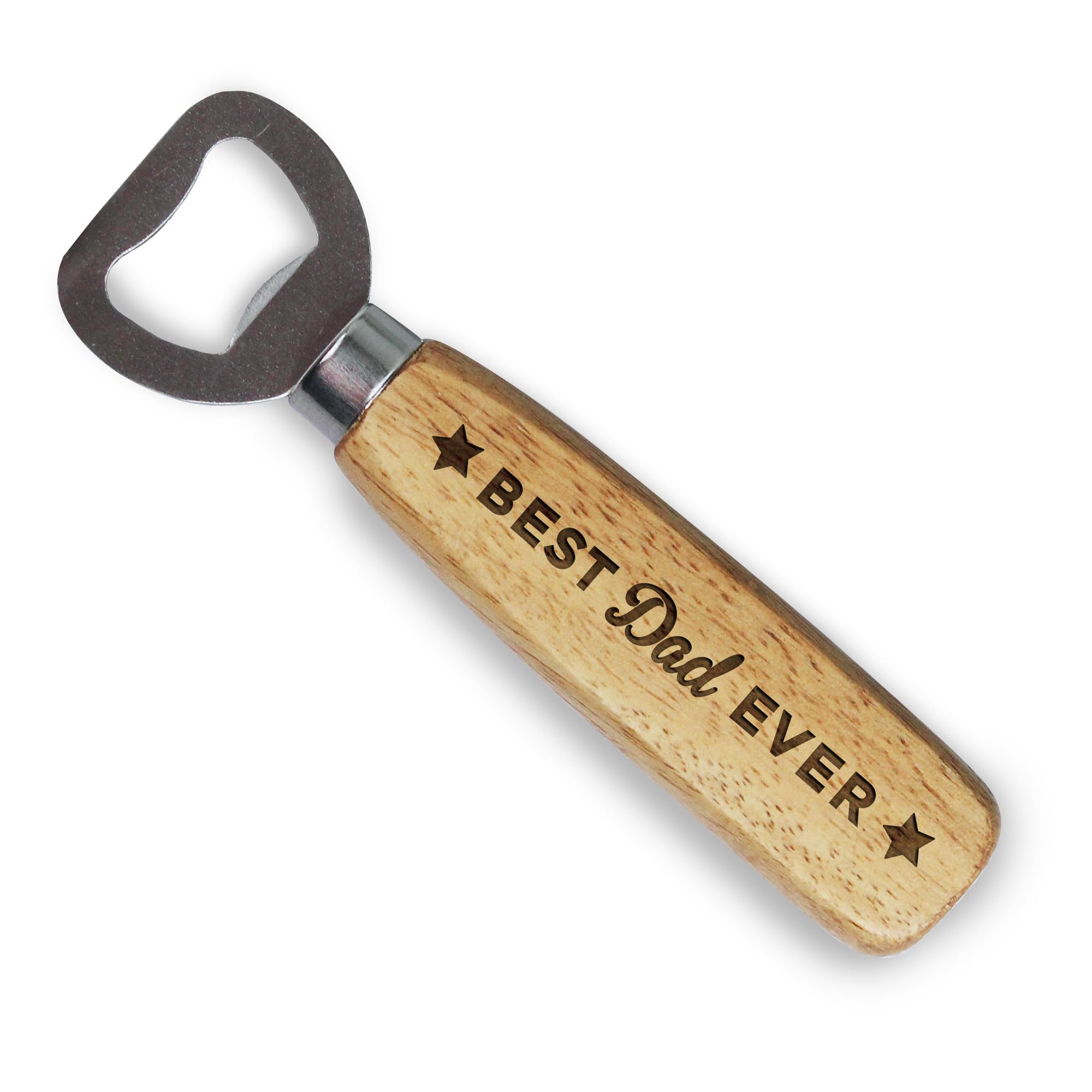 eBuyGB Best Dad Ever, Engraved Wooden Bottle Opener, Best Dad Beer Bottle Opener, Birthday Gift for Him - Design #1