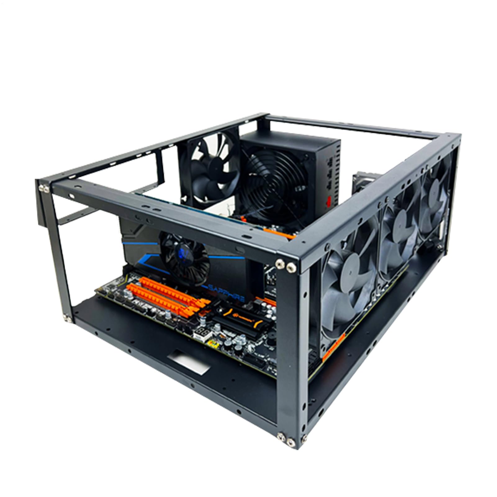 per scheda madre fai da te, aperta in alluminio, supporto per ventola di | raffreddamento, dissipazione del calore stabile, supporto verticale per scheda computer overclocking assemblaggio
