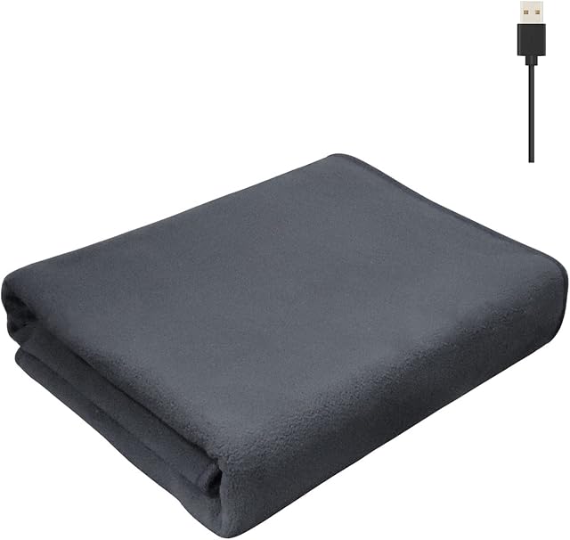 AUPSU 59 x 31.5 Inch - Electric Heated Blanket, Fast Heating Faux Fur Electric Blanket, 3 Heating Levels USB Powered with Large Capacity Pocket