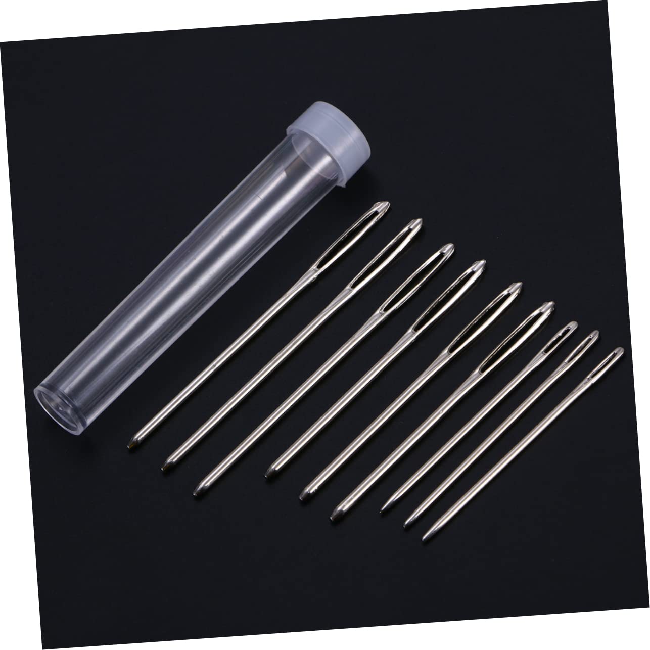 Operitacx Hand Sewing Needles Set 9 Large Eye Needles 5.3cm/6cm/7cm Steel Yarn Knitting Needles for Cross Stitch