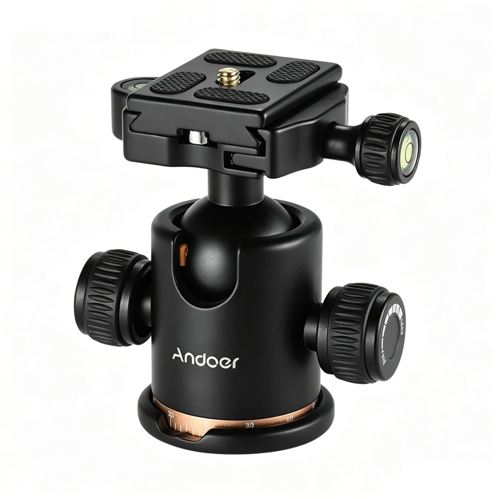 Andoer Testa Sfera Fotografica Snodo Cavalletto Testa Per Cavalletto Girevole A 360° Testa per Treppiede con Piastra a Sgancio Rapido Vite da 1/4'' Treppiede per Treppiede Monopiede Fotocamere DSLR