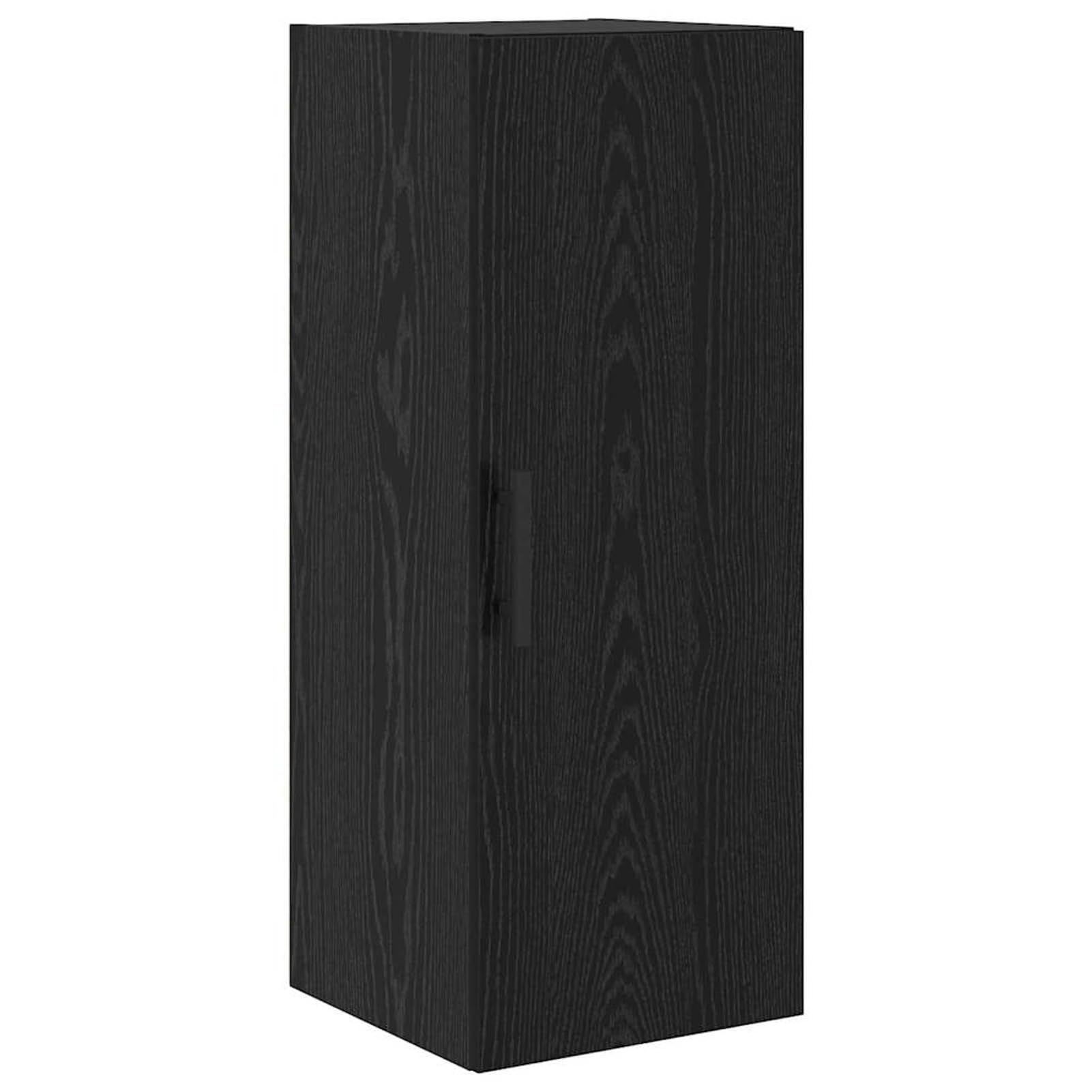 Armadio alto in legno, 34,5 x 34 x 180 cm, effetto rovere nero, con 2 ante, armadio minimalista per soggiorno e cucina