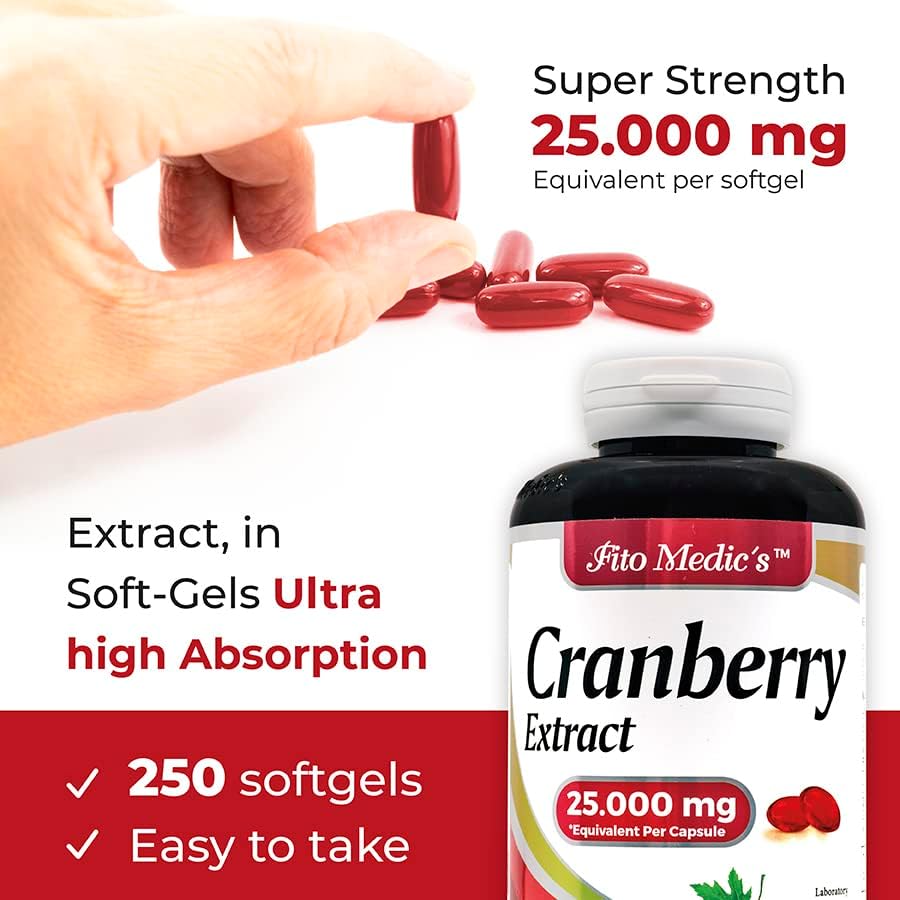 Miniatura 4 de FITO MEDIC'S Lab - Pastillas de arándano, en 250 cápsulas de gel, absorción ultra alta, apoya la salud del tracto urinario, para mujeres y hombres.