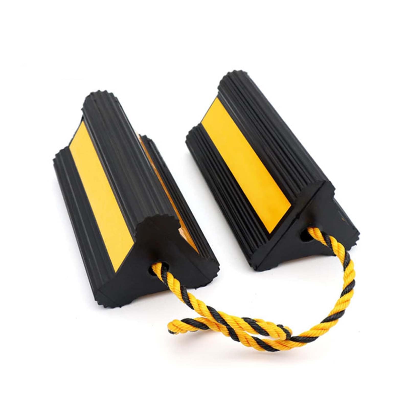 Cunei per Ruote per Rimorchi, 2PCS Cunei per Camper Fermaruota Furgone E Roulotte Cunei per Ruote Protezione per Rampa in Gomma Cunei per Freni per Rimorchi con CordaIn Nylon