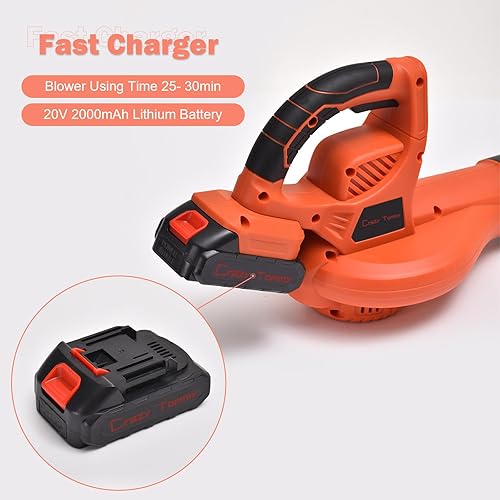 Miniatura 6 de Soplador de hojas inalámbrico de 20 V 353 CFM con batería y cargador, soplador de hojas eléctrico de mano eléctrico, ligero, mini soplador de hojas