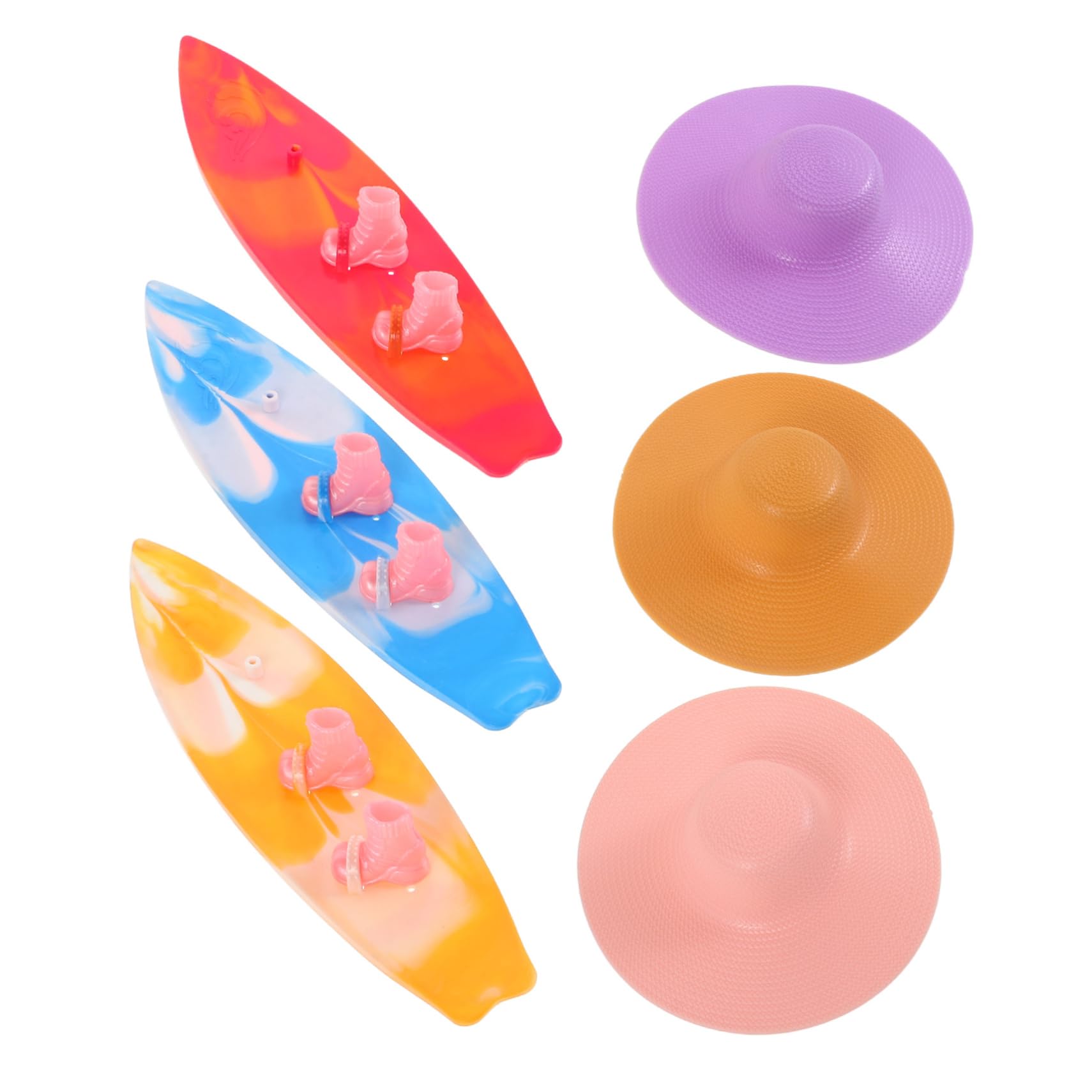 JOINPAYA Realistic Mini Surfboard for Dolls Beach Toy Set with Hat for Toddler Beach Play
