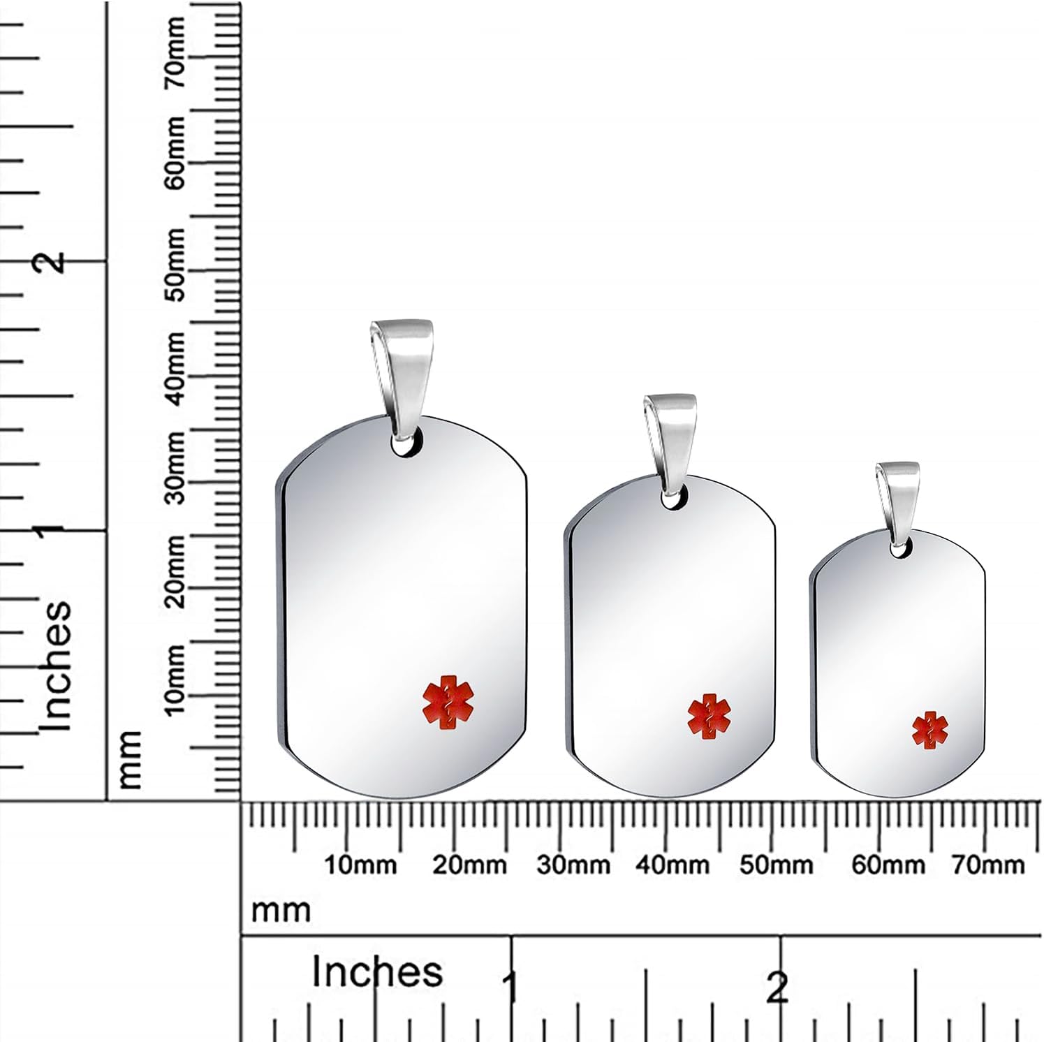 Bling Jewelry Unisex Personalize Customizable Medical Identification Medical ID Dog Tag Steel Pendant Necklace For Men Women 20 Inch Chain SM MED LG