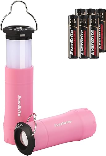 EverBrite Mini linternas y linternas 2 en 1, linterna con zoom combinado con 3 modos, esenciales de campamento, 2 faroles a batería para huracán,