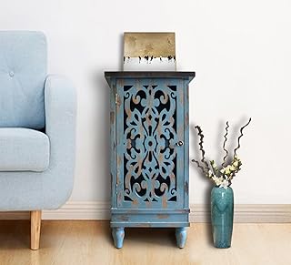 eHemco Rustic End Table Side Table Accent Storage Cabinet with Dual Shel...