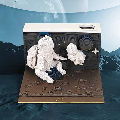 Miniatura 9 de Tastefully - Bloc de notas 3D, 196 hojas de bloc de notas de arte para tallar, calcomanías creativas para tarjetas, manualidades, astronautas,