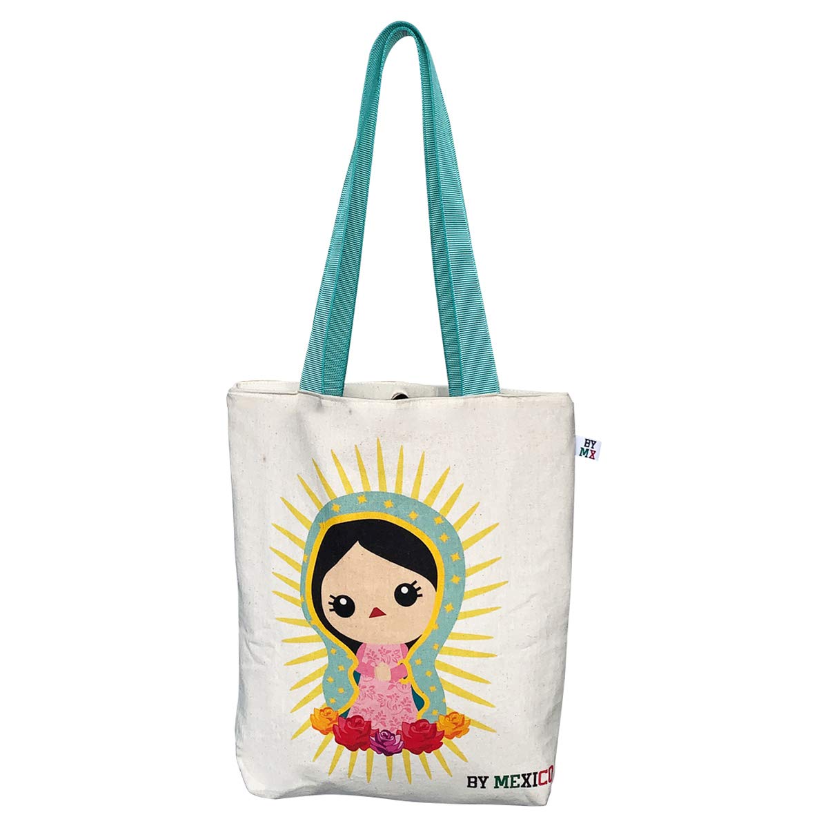 BY MEXICO Mexican Characters Totebag, Colorful Shoulder Bag w/Snap Closure
