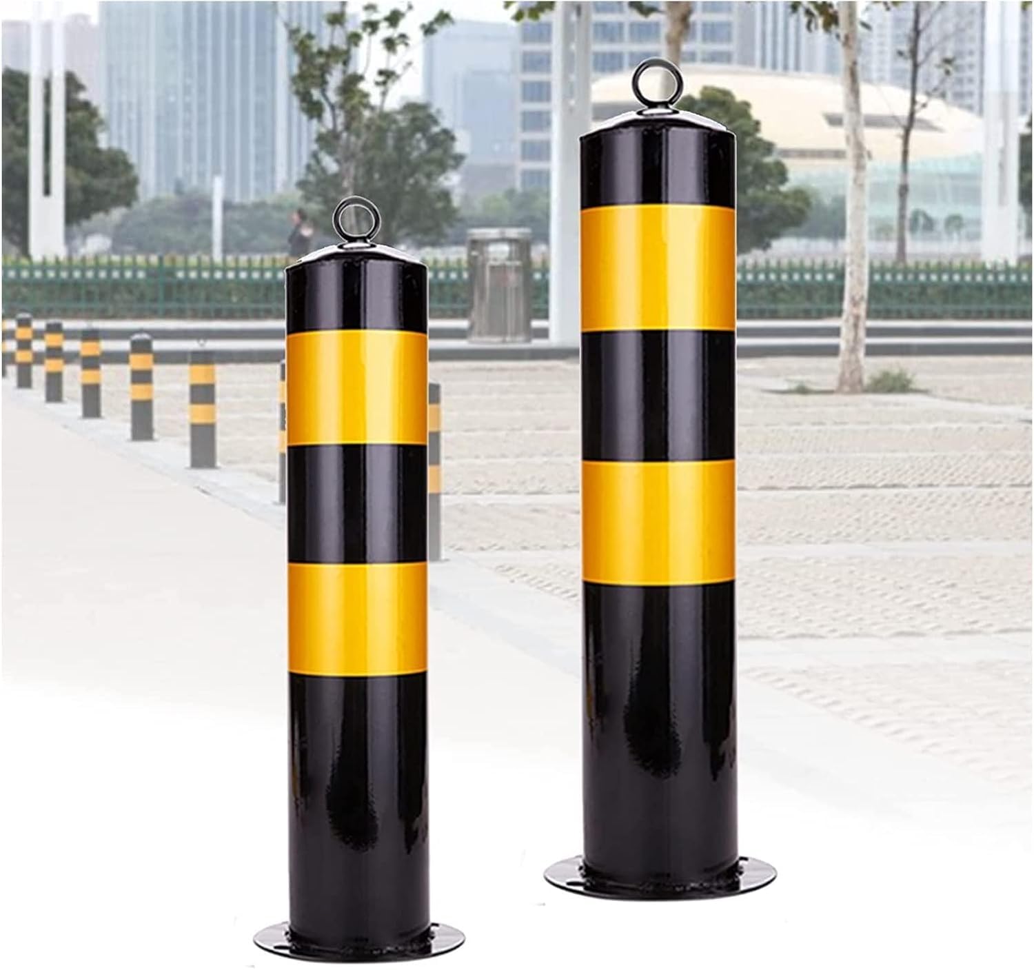 YNBSHGAA Driveway Parking Guardrails with Reflective Tape for Enhanced Vehicle Security and Safety,2x-55cm