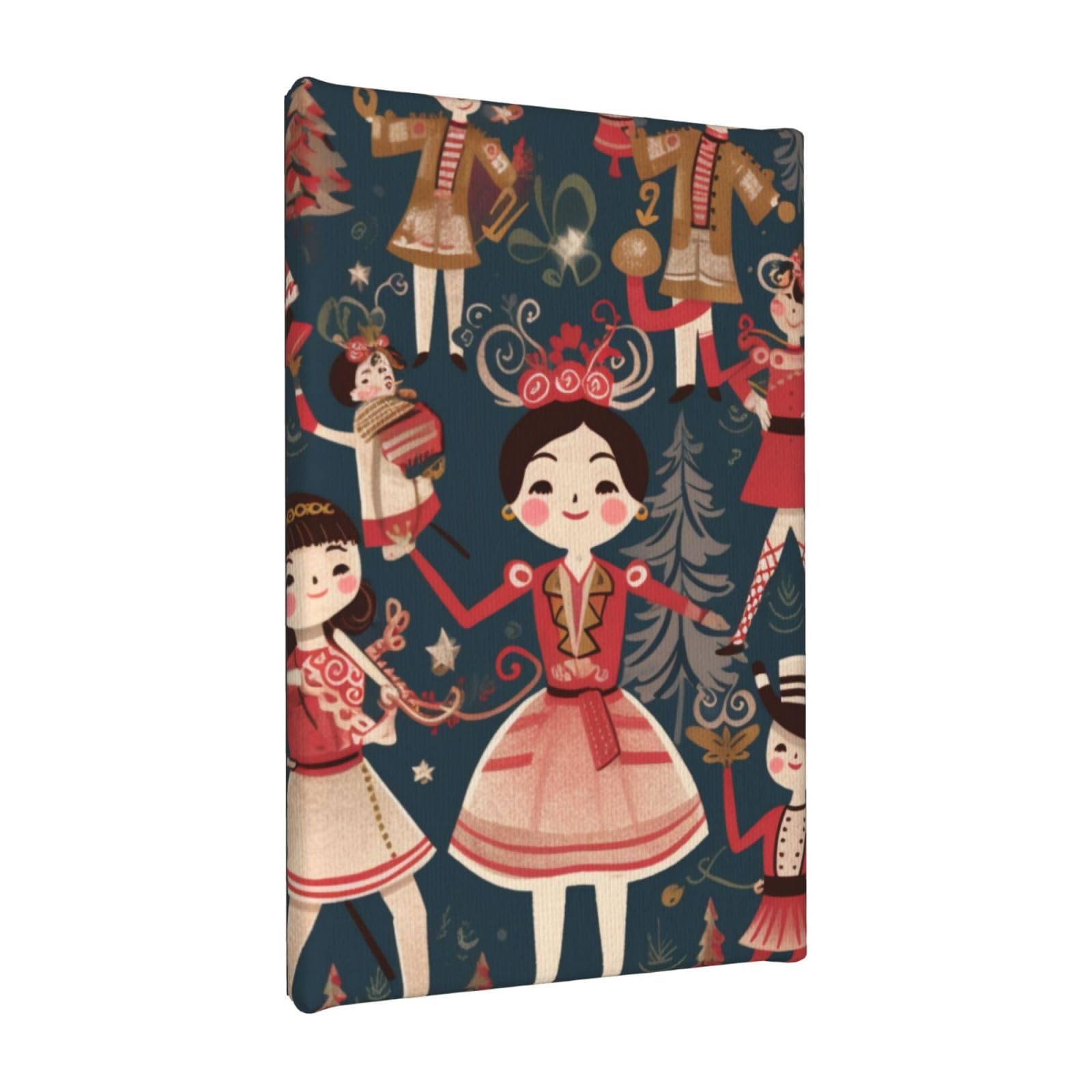 Ykljg Women's Nutcracker Ballet Xmas Dance Cartoon Printed Wall Art Canvas Painting 20X30 Cm Wooden Framed Picture Painting Artwork Prints For Bedroom Kitchen Home Office Decor