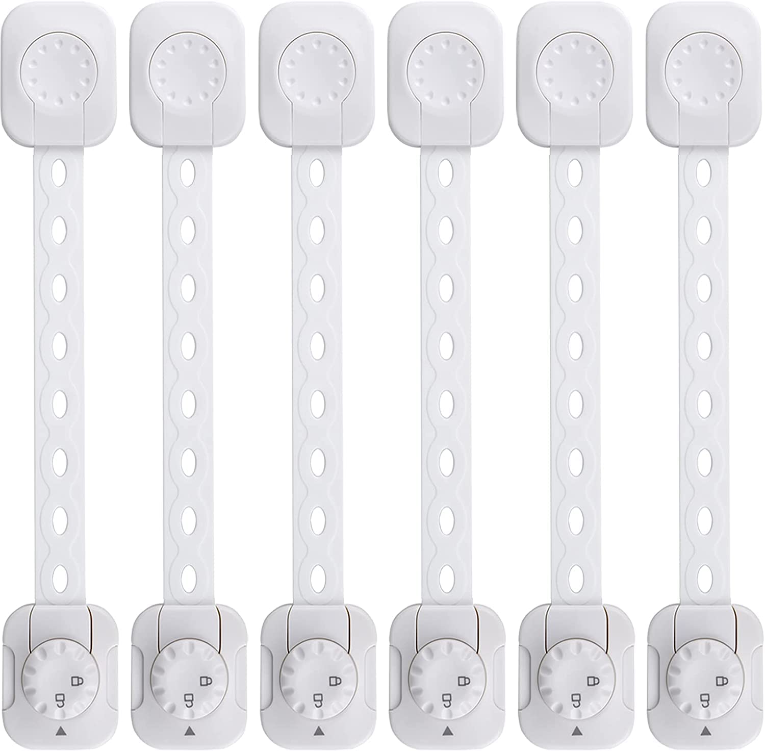 SKY-TOUCH Baby Safety Lock, Child Safety Locks, Multi-Functional Adjustable Double Button Baby Anti-Clip Latch System For Cabinets, Drawers, Fridge, Closet Doors Etc（Pack Of 6）