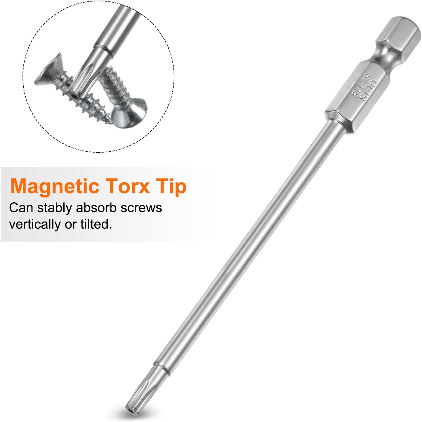 HARFINGTON T15 Security Torx Bit 1/4" Hex Shank 4" Long S2 Steel Magnetic Tamper Resistant Star Bits Screwdriver Torx Head with Hole for Driver Drill Bits Remove Fastening Screws