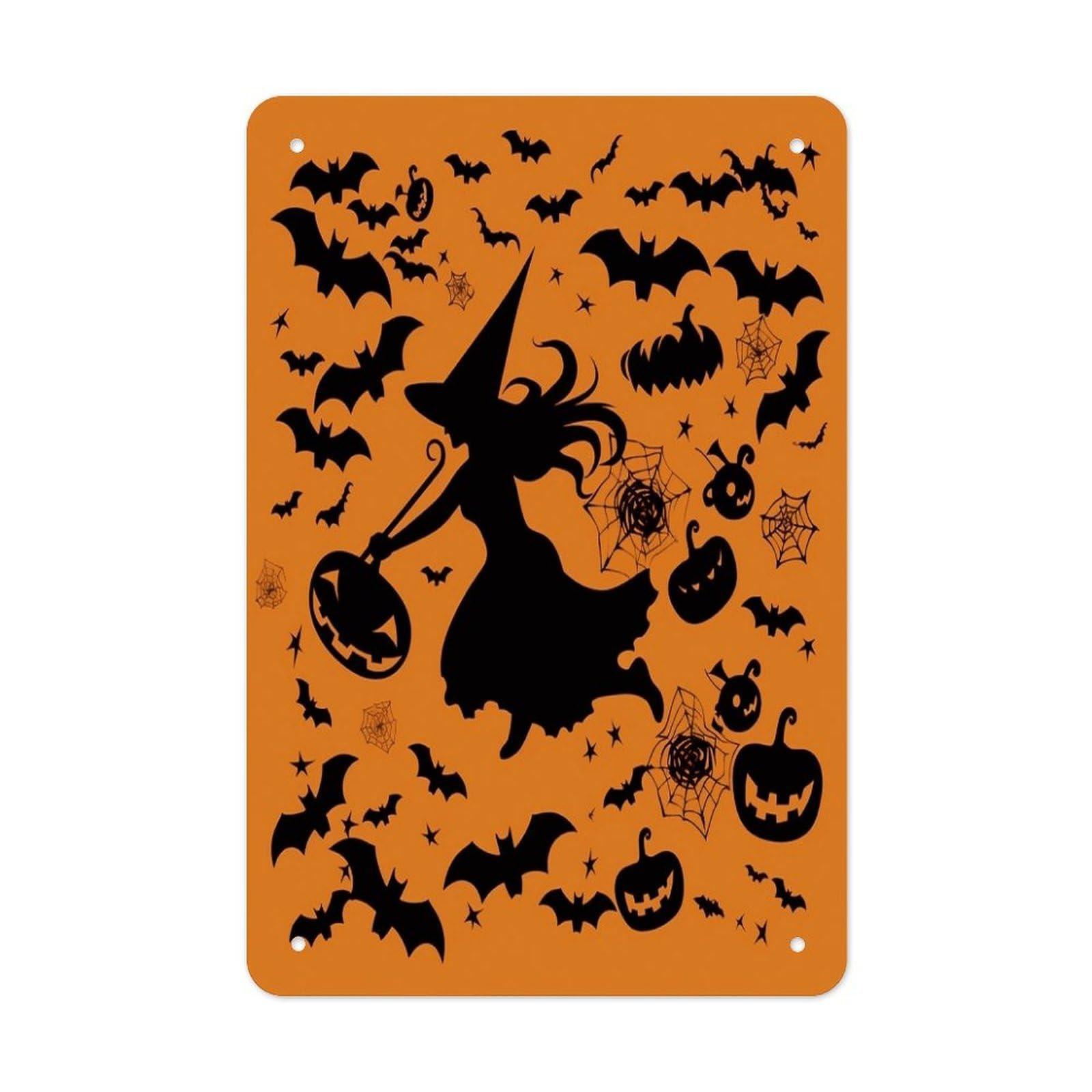Halloween Witch Flying Metal Tin Sign Wall Decor Hanging Plaque