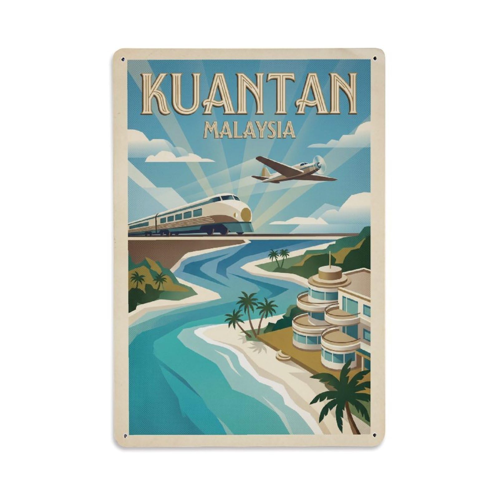 Metal Tin Sign Malaysia Kuantan Vintage Travel