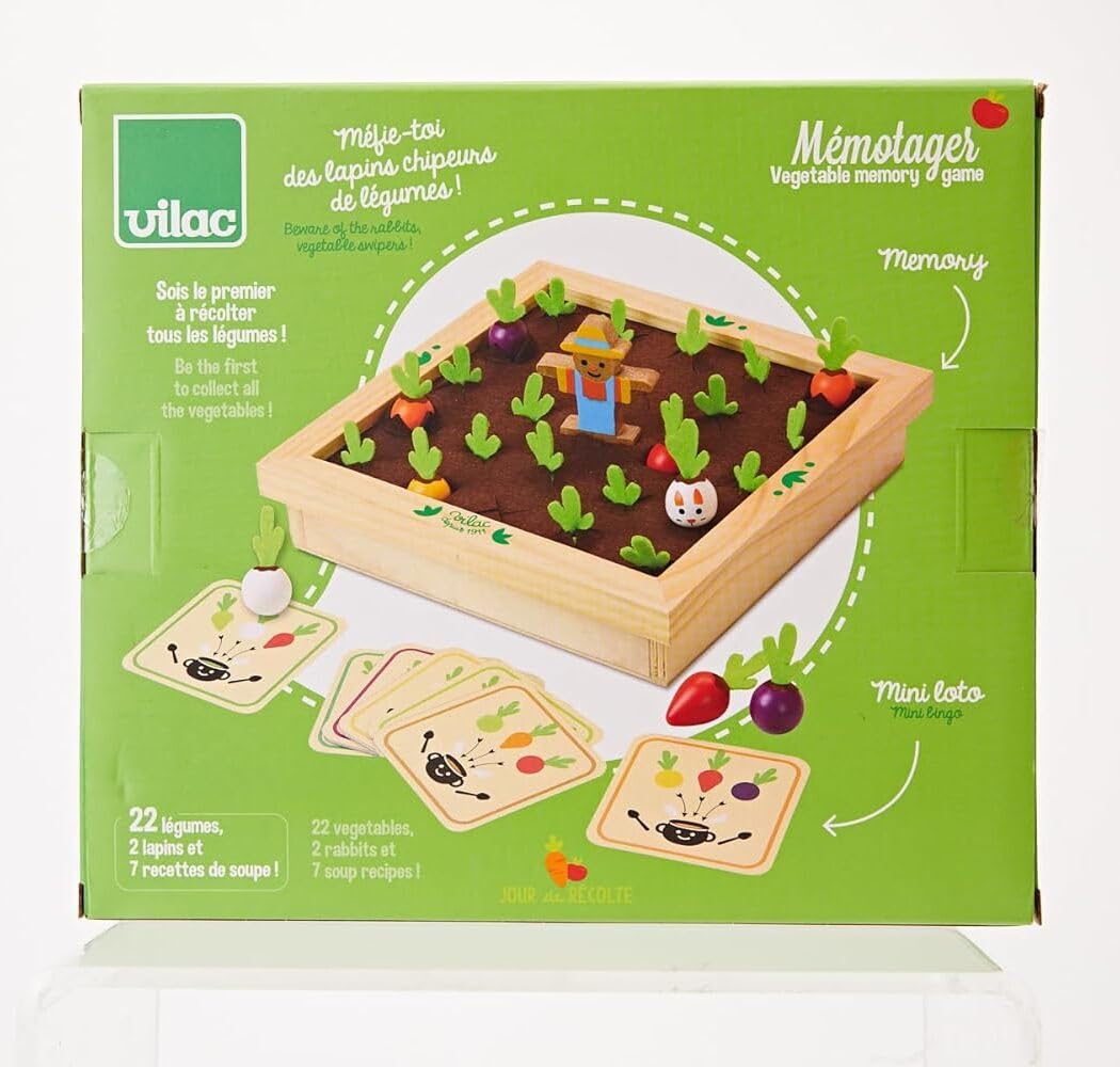 Vilac - Mémotager Jour de Récolte - Jeu de Mémoire en Bois - Enfants 3 Ans+