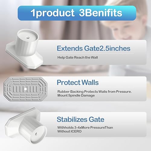 Miniatura 2 de ICERO - Protector de pared extensor de puerta para bebé, kit de extensión de puertas montadas a presión, extiende puertas de seguridad para niños de