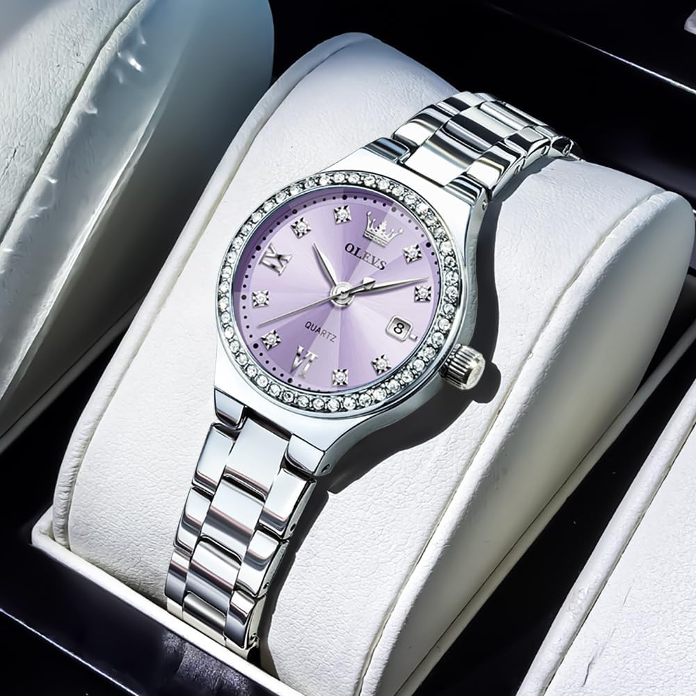 OLEVS Watch Women Silver Watch for Women Luxury Diamond Womens Watches for Small Wrist Stainless Steel Waterproof Analog Quartz Date Elegant Reloj para Mujer - Image 9