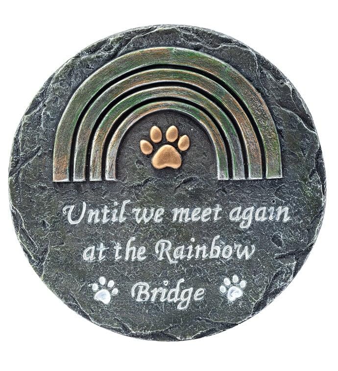 Napco Imports Decorative Outdoor Pet Memorial Garden Stepping Stone 10 Inch Concrete Rainbow Bridge