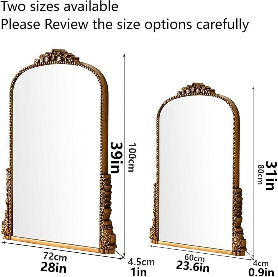 vintageミラー Vintage Decorative Wall Mirror, 59x99cm Large Rectangular Antique