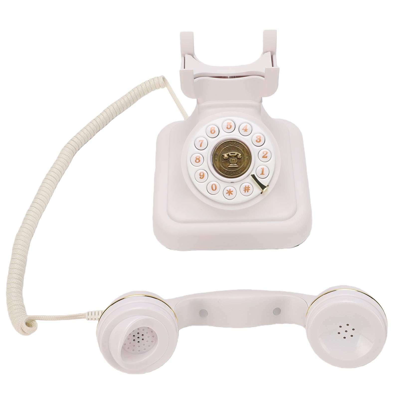 Telefono fisso Bluetooth in stile retrò, telefono wireless per smartphone con vivavoce, telefono da scrivania vintage bianco e lettore musicale, ricaricabile tramite USB
