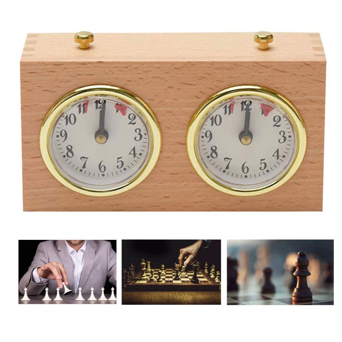 Timer per scacchi, orologio analogico in legno, timer meccanico, conto alla rovescia per competizioni