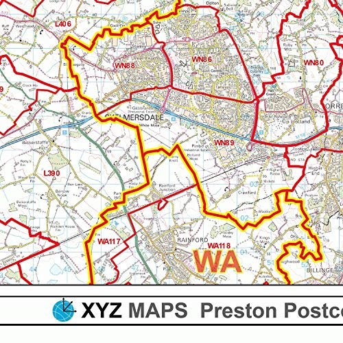 Carte murale avec code postal Preston effaçable et indéchirable - 4