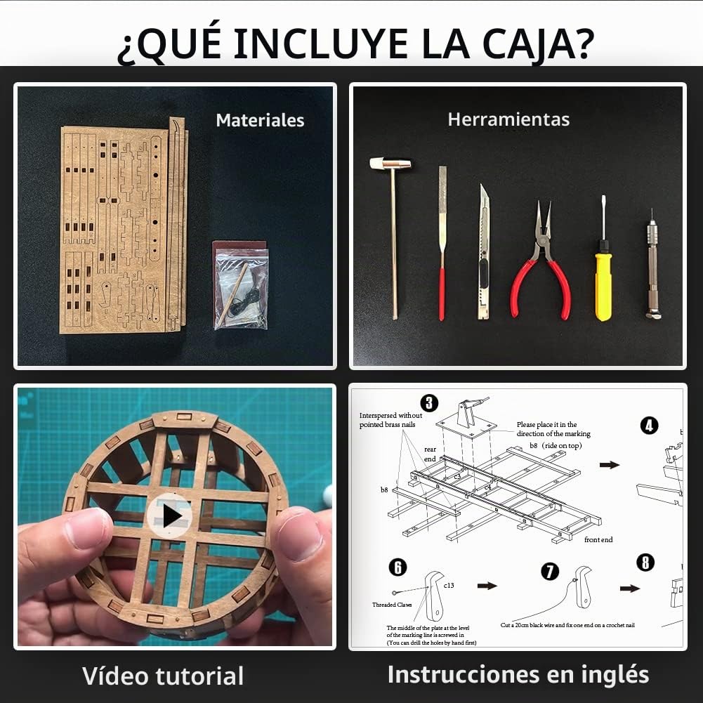 MINI Contrapeso Trebuchet con Rueda Europa Medieval Siege Chariot Armas DIY Rompecabezas de Madera Modelo Kits para Adultos Proyectos STEM Juguetes de Escritorio Regalo para niños/niñas