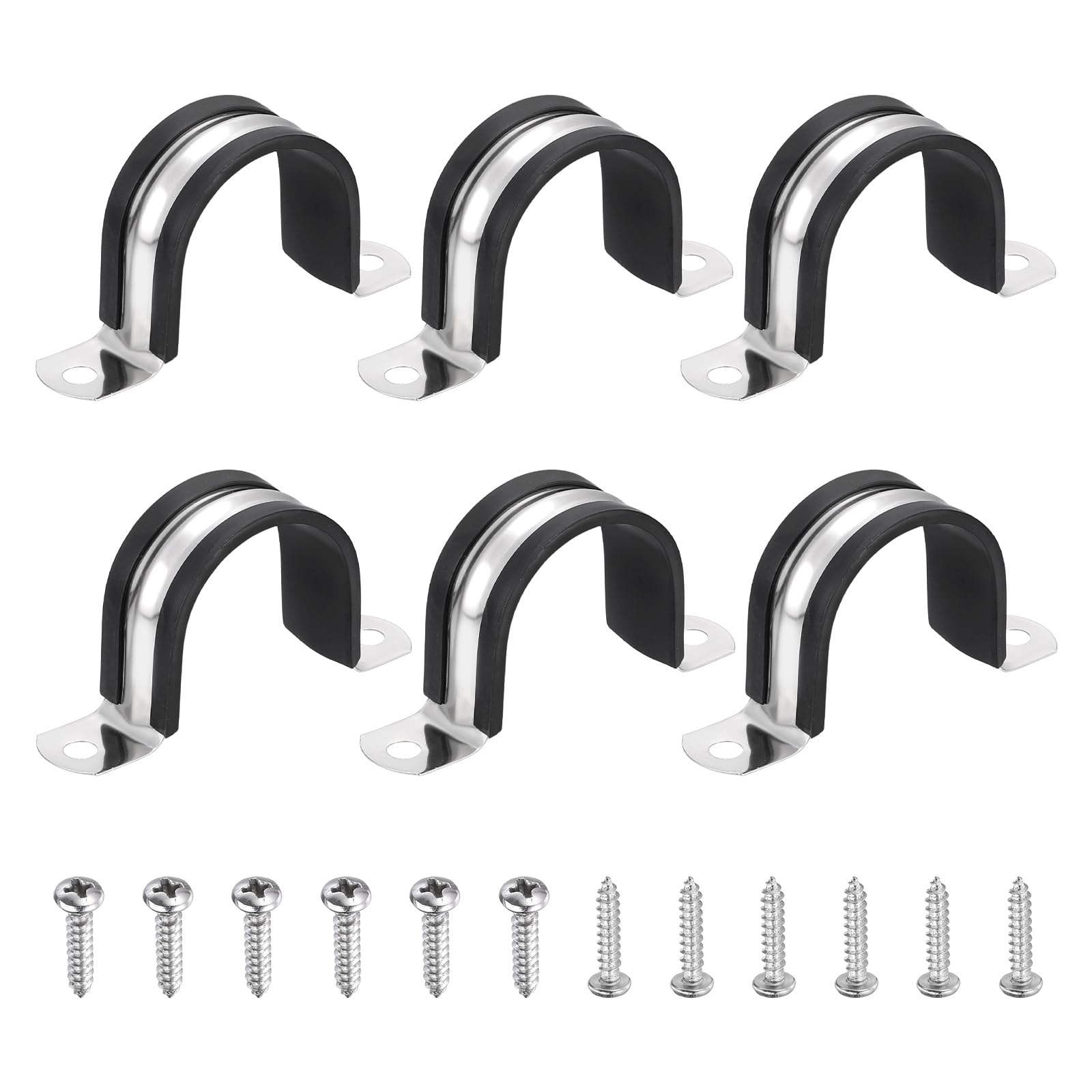 sourcing map 6Pcs 40mm Pipe Clips with M3x140mm Screws Black