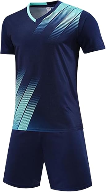 Kids Football Kits Boys Soccer Jersey Set Quick Dry T-Shirt Shorts Football Training Outfit for Youth Age 3-12