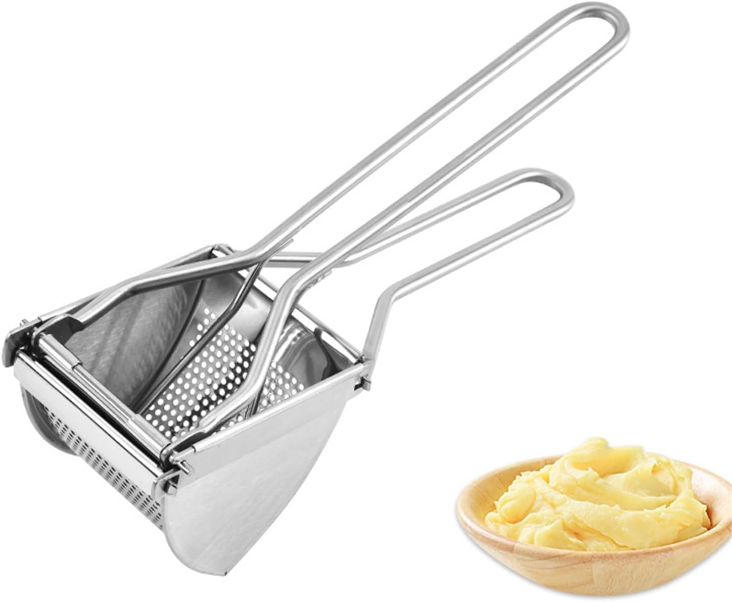 Ricer For Mashed Potatoes Potato Ricer And Potato Masher Stainless Steel Potato Ricer Grade Mashed Potatoes Masher Great For Smooth And Fluffy Mashed Potatoes Puree, 28cm, Silver
