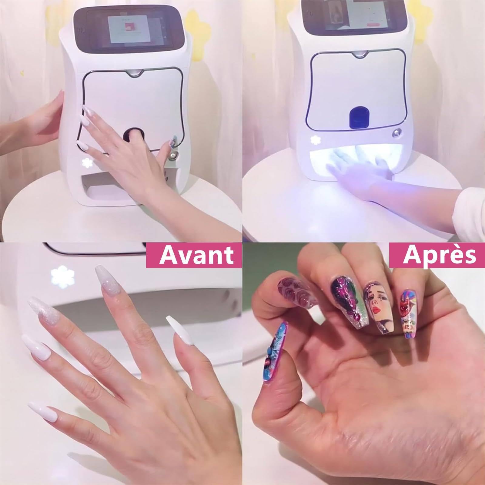 Imprimante numérique pour Nail Art avec Plus de 1 000 Images, Machine Professionnelle de Nail Art 3D pour Salons de Coiffure, Compatible Wi-FI/DIY/USB, 33 x 24 x 18 cm