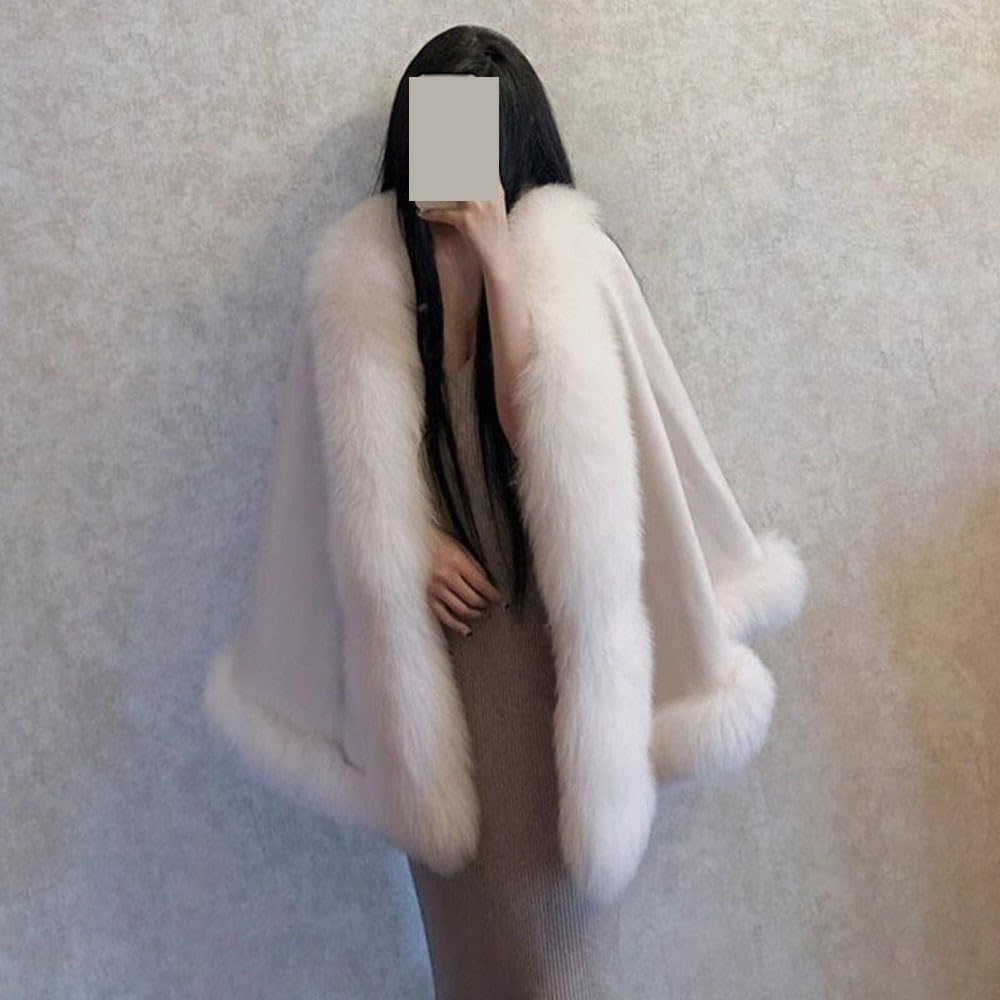 Poncho Donna Poncho autunno inverno da donna, scialle di lana, mantello alla moda, cappotto in pelliccia sintetica, elegante cardigan