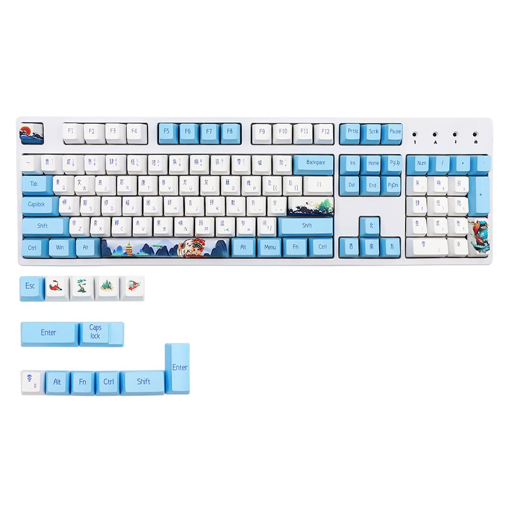 キーキャップ　4のキー Amazon | Xuanxi 青と白の磁器製キーキャップ フルセット 117