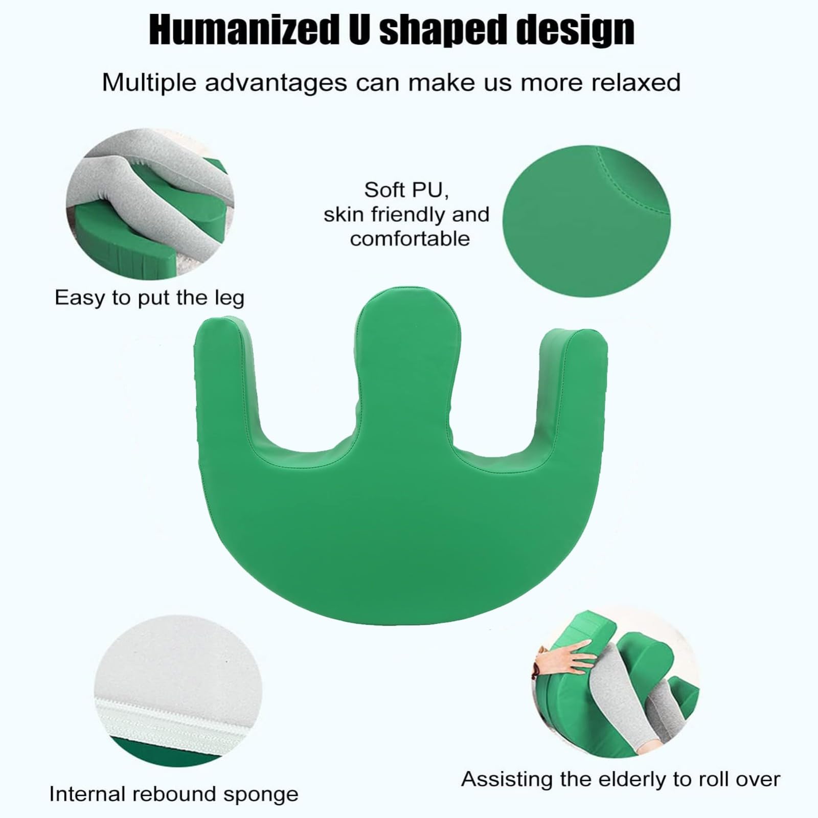 Dispositivo de giro de paciente impermeable de piel sintética en forma de U, herramienta de enfermería para el cuidado de la cama de ancianos, almohadilla de transferencia lateral con correas