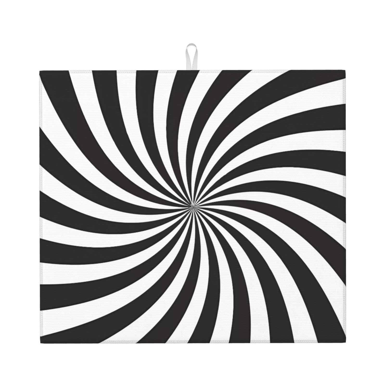 YYHWHJDE White Black Swirl Design Prints Kitchen Drying Mat – Absorbent Microfiber Throw for Dishes, Non-Slip Counter Cover, Quick-Dry Layer with Durable Construction