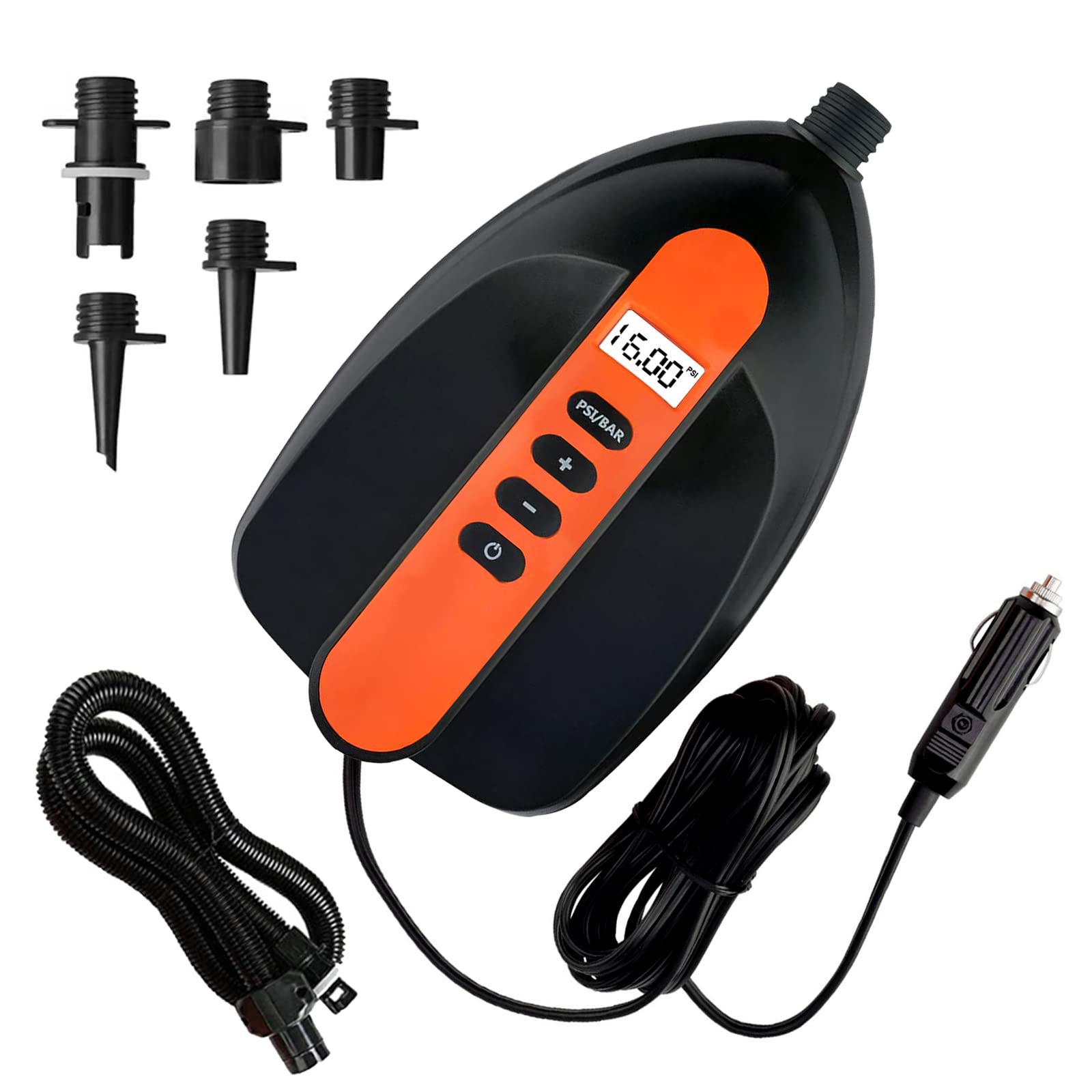 Paddle Board Pump,12V DC Intelligent Dual Stage Auto-Off Function High Pressure Sup Air Pump with Waterproof Bag and Hose for Air Mattresses,Inflatables Boats,Tent,Stand Up Paddle Boards