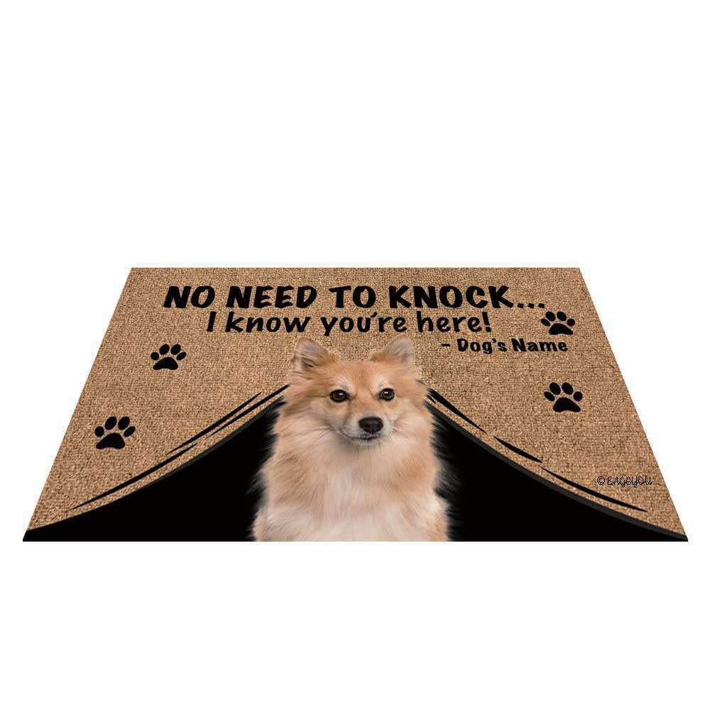 BAGEYOU Personalized Dog's Name Outdoor Doormat with My Love Dog Pomeranian Welcome Floor Mat Not Need to Knock I Know You're Here 27.5" x 17.7"