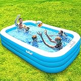 salipt Inflatable Pool, 118' x 72' x 22' Large Full-Sized Inflatable Swimming Pools for Kids and Adults, Blow up Pool, Backyard Family Lounge Pool