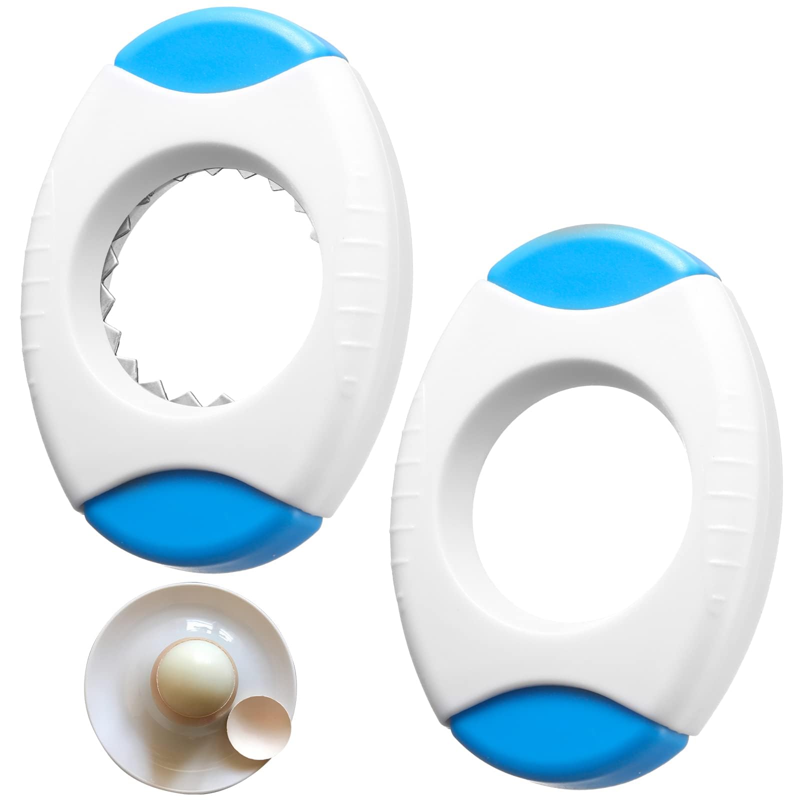 2 Pack Egg Shell Opener, Egg Cutter for Hard Boiled Eggs Compact Egg Topper Kitchen Tool Easy to Use Practical Egg Cracker Tool Soft Boiled Egg Peeler for Quickly Cutting off The Tops of Cooked Eggs(2