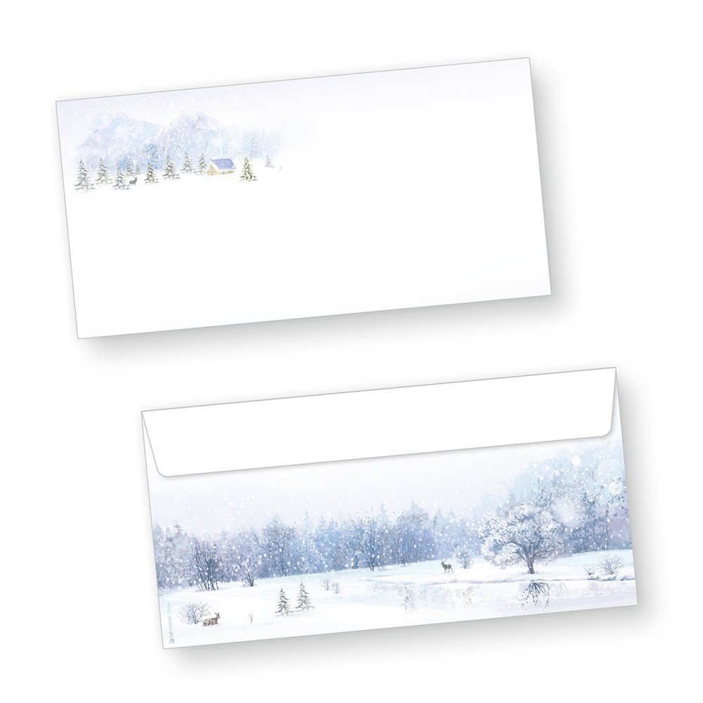 tatmotive Weiße Weihnachten Weihnachtskarten Set (50 Sets) mit Umschlag und mit Einlegeblätter Einleger zum bedrucken