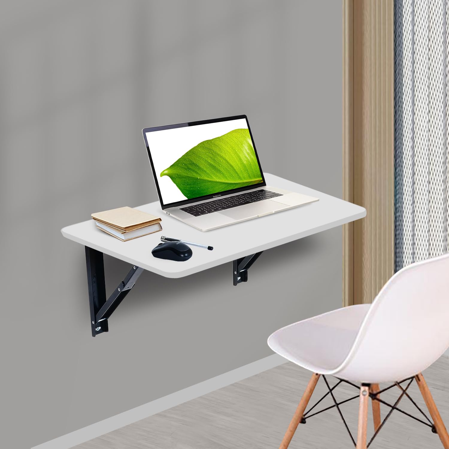 wow craft Engineered Wood Wall-Mounted Multipurpose Foldable Table | Study Table, Computer Desk, Work Table | 24x16 Inch | Matte Frosty White | DIY