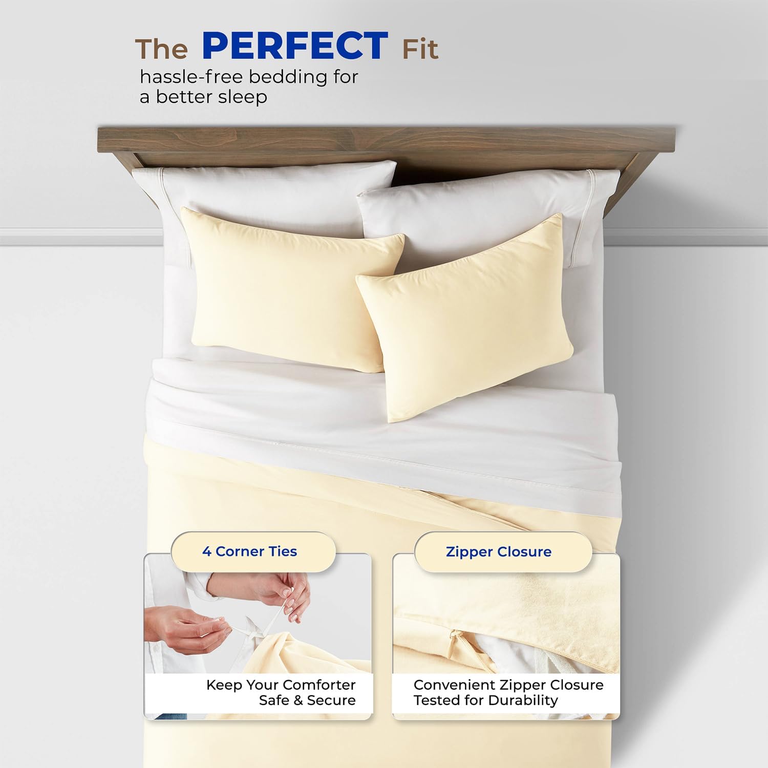 California King/King Duvet Cover, 1000 Thread Count Sateen 1 Piece Egyptian Cotton Quality Duvet Cover, 100% Pure Cotton Comforter Cover, Zipper Closure, 7 Corner Ties - (Ivory)