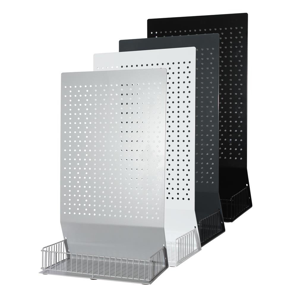 Gerso - Base da banco in metallo forato con perforazione Euro, colore nero RAL 9005