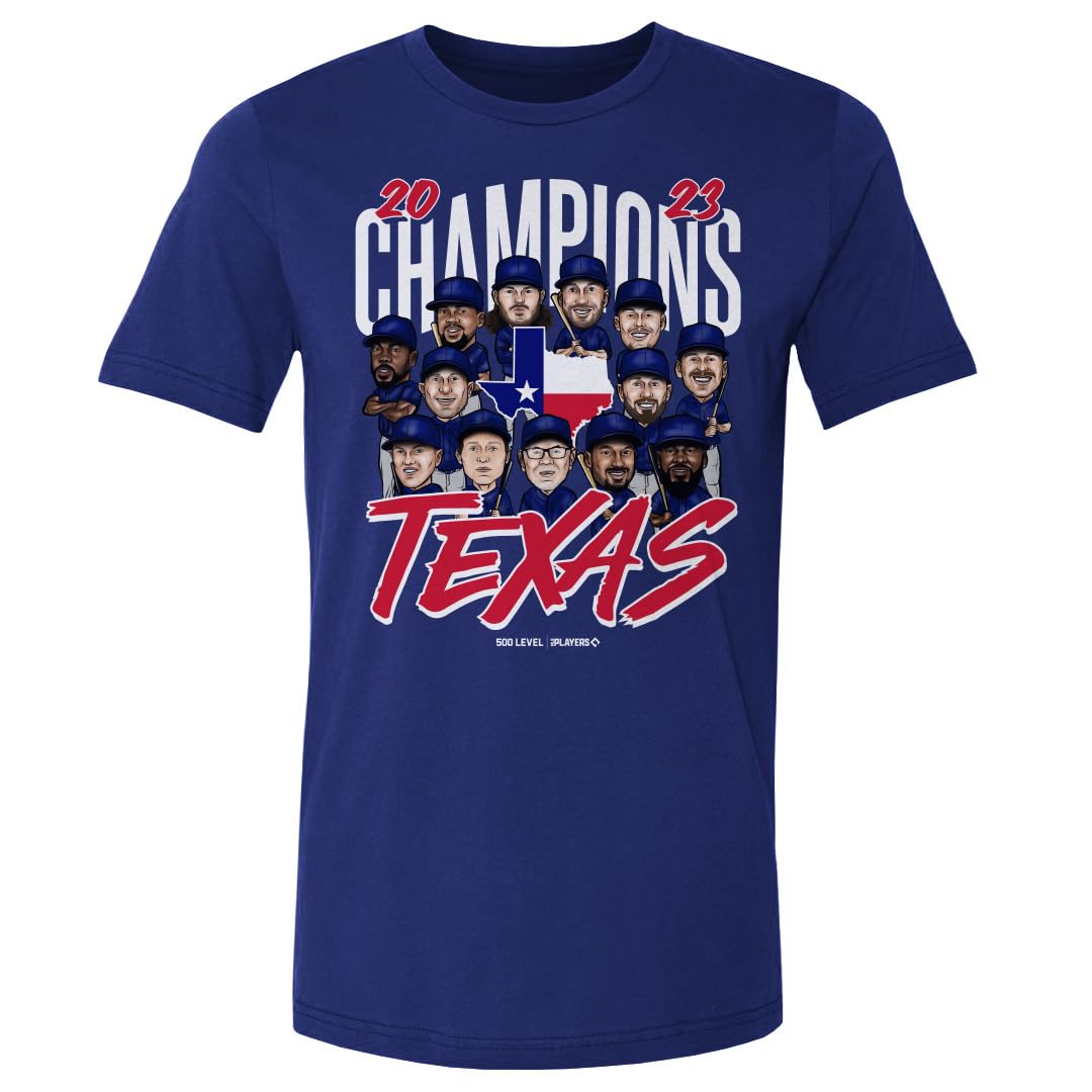 500 LEVEL Texas World Champs Shirt (Cotton, X-Large, Royal Blue) - Texas Baseball Champions 2023 WHT